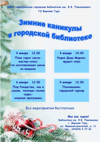 Зимние каникулы в городской библиотеке